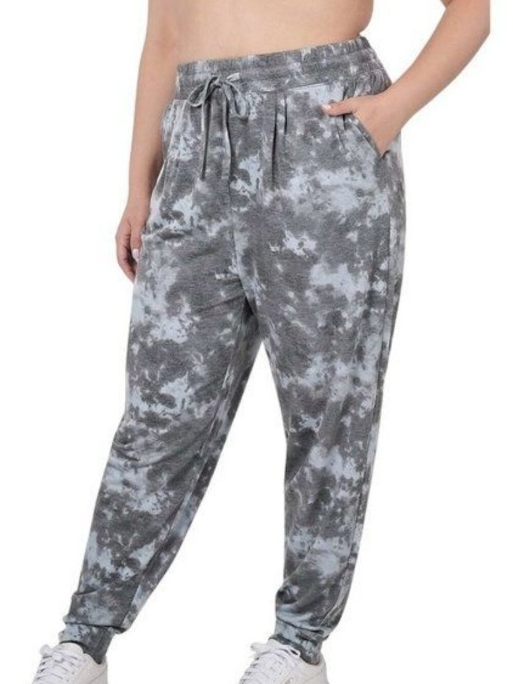Zenana French Terry Tie Dye Drawstring Jogger 2X (818BG)